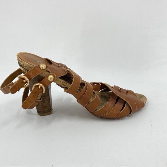 Coach Adrienn Vacchetta Strappy Brown Leather Sandals Shoes 8.5 B - Picture 4 of 10